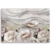 Canvasbillede, Beige blomster i blomst 3D 