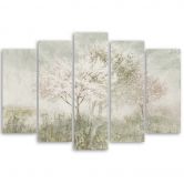 5-delige canvasprint, een bloeiende boom in de wei 