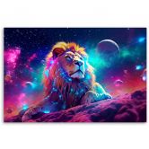 Leinwandbild, Neon Löwe Abstraktion 