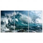Leinwandbild 3-teilig, Meer Ozean Wellen 