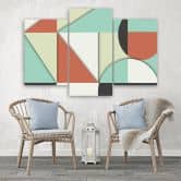 Leinwandbild 3 teilig, Geometrische Abstraktionsformen 