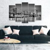 Wandbild 5-teilig, New York bei Nacht 