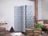 Paravent, Raumteiler freistehend, Trennwand - Vintage Blue Flowers 