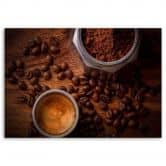 Leinwandbild, Tasse Kaffee und Bohnen 