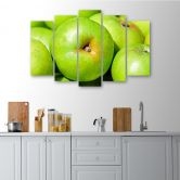 Leinwandbild 5 teilig, Äpfel Grün 
