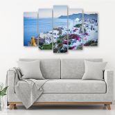 Wandbild 5-teilig, Griechenland Santorini Stadt 