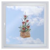 Sticker pour fenêtre Sapin de Noël dans un panier 
