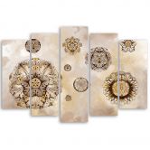 Leinwandbild 5 teilig, Florale geometrische Formen 