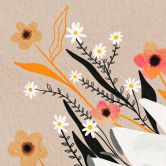 Fototapete Friedenstaube mit kleinen Blumen - Bloom 