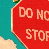 Fotobehang Do Not Stop - Bord voor turquoise blauwe lucht - CosmoZach 
