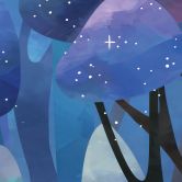 Children's Wall Mural Enchanted Forest in Midnight Blue - DigitalArtsi 