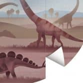 Kinder-Fototapete Im Land der Dinosaurier -  Rund - Braun - Selbstklebend/Vlies 