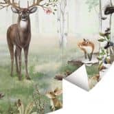 Round wall mural Kikki Belle - Summer Deer - non self-adhesive/self-adhesive wallpapers 