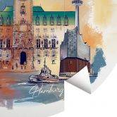 Fototapete Hamburg - Rund - Love your City - Selbstklebend/Vlies 