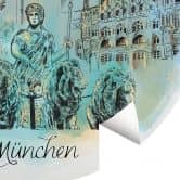 Papier peint photo rond Love your City - Munich - papier peint intissé/papier peint intissé autocollant 