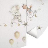 Papier peint photo rond Oliver Robins - Animaux joyeux avec ciel étoilé - papier peint intissé/papier peint intissé autocollant 