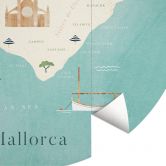Fototapete Karte von Mallorca Rund - Rivers - Selbstklebend/Vlies 