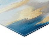 Glasbild Pinselstriche Blau und Gold - Haniff 