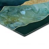 Glasschilderij Zonnig landschap in blauw en goud - SpaceFrog Designs 