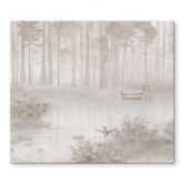 Herdabdeckplatte Wald am See im Nebel in Beige - Ms Tiff 