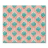 Afdekplaat fornuis ruitpatroon in turquoise en roze - Treechild 