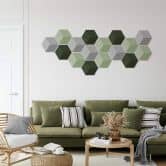 3D Hexagon - Alu-Dibond Set Grün (7er Set) 