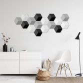 3D Hexagon - Alu-Dibond Set Schwarz Weiß (7er Set) 