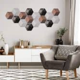 3D Hexagon - Alu-Dibond Set Marmorvariationen (7er Set) 