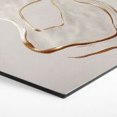 Hexagon Wandbild Abstrakte Line Art in Gold und Beige - Alu-Dibond - Alma 
