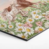 Hexagon Wandbild Pferde auf der Blumenwiese - Kikki Belle -  Alu-Dibond 
