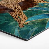 Hexagon Wandbild Leopard im smaragdgrünen Dschungel - Manovski - Alu-Dibond 