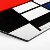 Hexagon - Alu-Dibond Mondrian - Komposition mit Rot Gelb Blau und Schwarz 