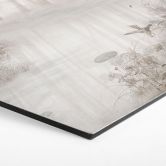 Hexagon Wandbild Wald am See im Nebel in Beige - Ms Tiff - Alu-Dibond 