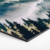 Hexagon Wandbild Geheimnisvoller Nebel im Wald - SpaceFrog Designs - Alu-Dibond 