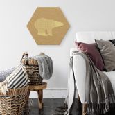 Hexagon - Alu-Dibond-Goldeffekt Polarbär Weiß 