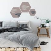 Hexagon - Alu-Dibond-Silbereffekt Polarbär Weiß 