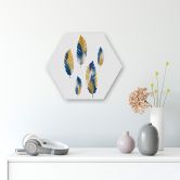 Hexagon - Alu-Dibond Orara Studio - Leaves Blue and Yellow 