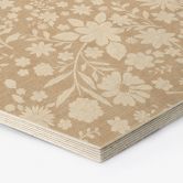 Sekskantet billede af træ med vintage blomster i hørlook - Bloomery Decor 