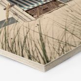 Hexagon Holzbild Strandkorb an der Ostsee 