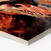 Hexagon Holzbild T-Rex: Das wilde Gesicht der Urzeit - Jaszke 
