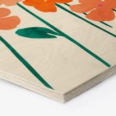 Hexagon Holzbild Kleine Blumen in Peach-Farben - Kubistika 