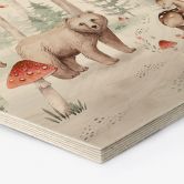 Tableau sur bois Hexagon Animaux de la forêt en automne - Kvilis 