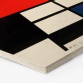 Hexagon - Holz Mondrian - Komposition mit Rot Gelb Blau und Schwarz 