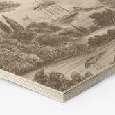 Hexagon Holzbild Landschaft mit Gartenlandschaft in Beige - Ms Tiff 