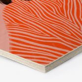 Hexagon-Holzbild Frau mit orangefarbener Decke - Müller 