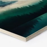 Hexagon-Holzbild Neblige Landschaft in der Nacht - SpaceFrog Designs 