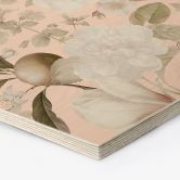Hexagon-Holzbild Boho-Illustration mit Blumen und Früchten - UN Designs 