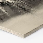 Hexagon Holzbild Nebelwald in Schwarz-Weiß - Xu 