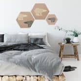 Hexagon - Holz Birke-Furnier Polarbär Weiß 