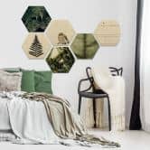 Hexagon - Holz Birke-Furnier - Farn 02 